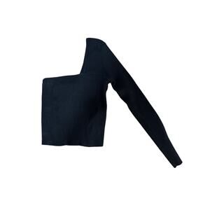 Abercrombie & Fitch One Shoulder Ribbed Crop Top Black Size Medium